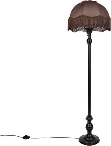 Lampa podłogowa czarna z brązowym kloszem i białym wnętrzem 45 cm - Classico