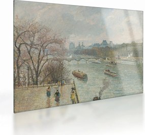 Obraz na szkle - Camille Pissarro, The Louvre, Afternoon, Rainy Weather, reprodukcje (70x50 cm)
