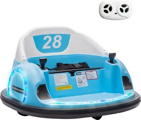 AIYAPLAY Autoscooter, obrót 360°, prędkość 2 km/h, pas bezpieczeństwa, światła LED, muzyka i klakson, Niebieski | Aosom PL