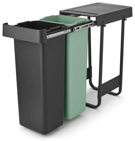 Miętowo-ciemnoszary plastikowy kosz na śmieci do segregacji odpadów do zabudowy 60 l Sort&Go – Brabantia