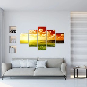 Obraz łąki ze świecącym słońcem (125x70 cm)