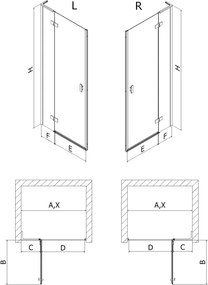 Mexen Mist-H L drzwi prysznicowe uchylne prawe 100 cm, transparent, czarne - 8A5L-100-000-70-00-P