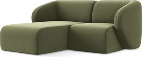 Zielony aksamitny narożnik (lewostronny/z szezlongiem) Lani – Makamii