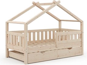 Łóżko domowe naturalne drewno 167.6x87.6x133.6 design
