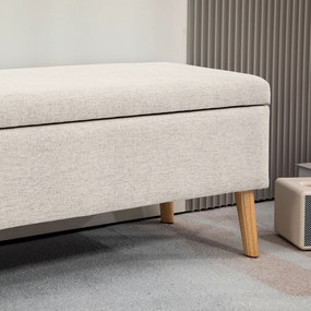 HOMCOM Ławka z Przestrzenią do Przechowywania, do 120 kg, Wygląd Lnu, 110x39x45cm, Kolor Beżowy
