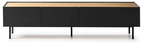 Czarno-naturalna szafka pod TV w dekorze dębu 180x45 cm Arista – Teulat