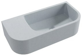 Umywalka betonowa wisząca / nablatowa półokrągła z półką bez otworu na baterię 65 x 30 cm LARMO | różne kolory : Kolor - Jasny szary, Typ montażu - nablatowa