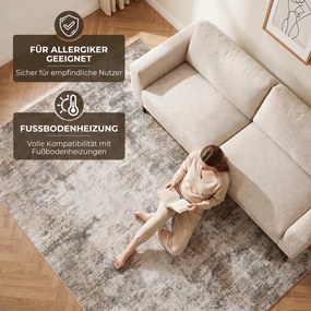 HOMCOM Dywan do salonu, poliester, nowoczesny artystyczny wzór, pralny, brązowy | Aosom PL