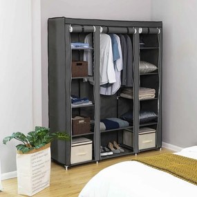 Przenośna szafa z tkaniny, szafa CLOSET, 150x75x45cm, szara SongmicsHome