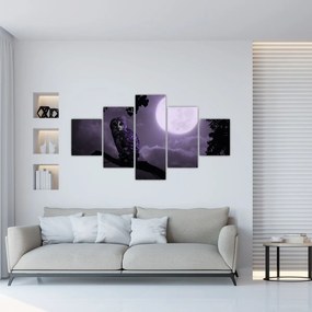 Obraz - Nocna sowa, fioletowy (125x70 cm)