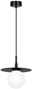 Czarna lampa wisząca szklana kula z metalowym dyskiem - 4X A692 K7-E96