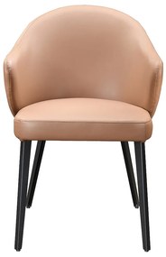 Krzesło z podłokietnikami ze skóry i stali, czarne – Camelowy – MIBELLY marki Maison Céphy