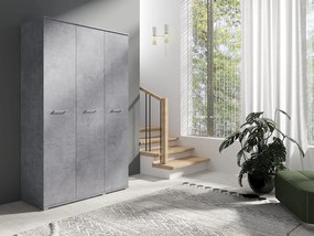 Szafa Otwierana Trzydrzwiowa 120cm x 200cm BETON | Półki + Wieszak
