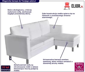 Biała elegancka sofa 3-osobowa – Senzo