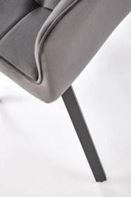 Krzesło do jadalni obrotowe z podłokietnikami popiel welurowe K588