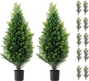 Sztuczna Roślina, SucceBuy 2 szt. 91 cm Sztuczne Cedrowe Drzewa Topiary Odporne na UV do Dekoracji Wewnątrz/Zewnątrz