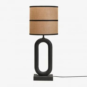 Lampa Stołowa Z Drewna Mango Tiberia Nizina Czarna & Olinda Czarny 30 Cm - Sklum