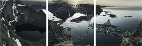 Obraz - Norweskie góry (z zegarem) (90x30 cm)