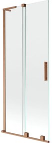 Mexen Velar L parawan nawannowy 2-skrzydłowy rozsuwany 85 x 150 cm, transparent, miedź szczotkowana - 896-085-003-01-65