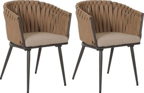 Krzesło ogrodowe MCW-N38 (zestaw 2 sztuk),  beżowa poduszka jasnobrązowa