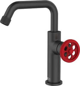 Indus bateria umywalkowa niska wykonanie czarny z czerwonym uchwytem