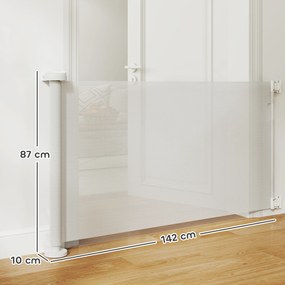 PawHut Bramka Zabezpieczająca Schody Rozsuwana 0-136cm 87 cm Wysoka Bramka Ochronna dla Zwierząt 142 x 10 x 87 cm Biała