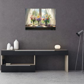 Obraz - Bukiet przy oknie (70x50 cm)
