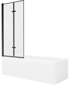 Mexen Cubik wanna prostokątna 170 x 70 cm z obudową i parawanem 2-skrzydłowym 80 cm, czarny wzór - 550317070X9208027070