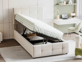 Łóżko tapicerowane 90x200cm z weluru - Beżowe