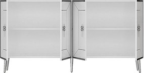 Komoda – 150 cm – Biało-srebrna – Melamina