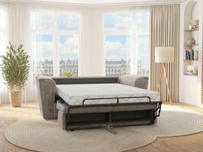 Kanapa 3-osobowa rozkładana typu express z teksturowanej tkaniny w kolorze taupe - Powierzchnia spania 140 cm - Materac 14 cm - RIZORA