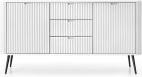Komoda nowoczesna Fulgeo 168cm szuflady szafki ryflowana loft glamour czarna kaszmir biała
