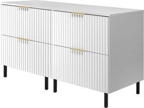 Szafka pod umywalkę, Biały, 120 (2 x 60) x 77 x 46 cm uchwyt złoty, nogi czarne + Blat