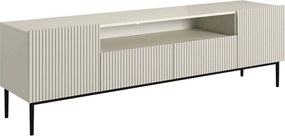 Szafka RTV Nicole 200 cm z wnęką i szufladami - kaszmir / czarne nóżki