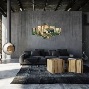 Obraz - Niedźwiedzie w lesie (125x70 cm)
