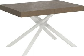 Stół rozkładany 120/224x90 cm Karida szaro-beżowy nogi białe
