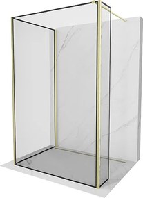 Mexen Kioto ścianka prysznicowa Walk-in 140 x 70 x 30 cm, czarna ramka, złota szczotkowana - 800-140-070-221-55-70-030