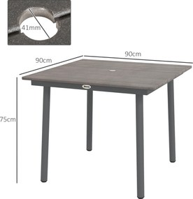 Outsunny Stół ogrodowy stół jadalniany stołówka na zewnątrz, odporny na warunki atmosferyczne, nowoczesny design, 90 x 90 x 75 cm, ciemnoszary