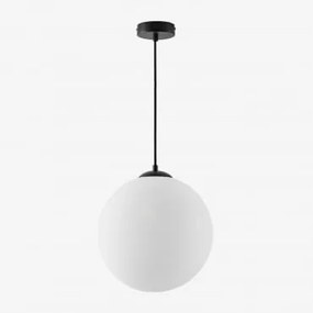 Żelazna Lampa Sufitowa Ze Szklaną Kulą Uvol Czarna & Ø30 Cm - Sklum