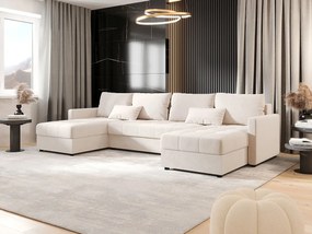 BEDANTE narożnik MOS U BIS Itaka 16 beżowy z funkcją spania sofa w kształcie litery U z pojemnikiem na pościel