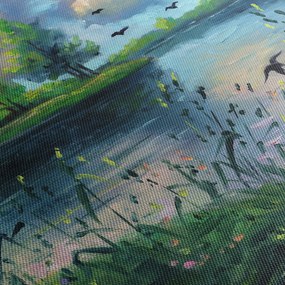 Obraz - Obraz olejny, Wczesny letni wieczór nad jeziorem (125x70 cm)