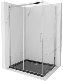 Mexen Omega kabina prysznicowa rozsuwana 120 x 90 cm, transparent, chrom + brodzik Flat, czarny - 825-120-090-01-00-4070