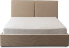 Łóżko Tapicerowane 180x200 cm MARSYLIA ze Stelażem i Pojemnikiem Dwuosobowe Sztruksowe Beżowe