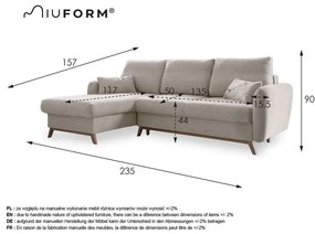 Ciemnoszary narożnik rozkładany Miuform Scandic Lagom, lewostronny