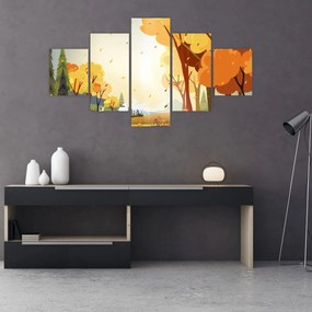 Obraz - Jesienny krajobraz, ilustracja (125x70 cm)