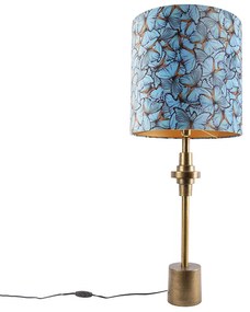 Lampa stołowa brązo-welurowa z motywem motyla 40 cm - Diverso ArtDeco Oswietlenie wewnetrzne