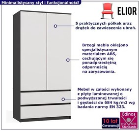 Dwudrzwiowa szafa antracyt + biały K1-E85