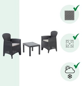 I.P.A.E-Progarden Zestaw ogrodowy AKITA, 3-częściowy, antracytowy