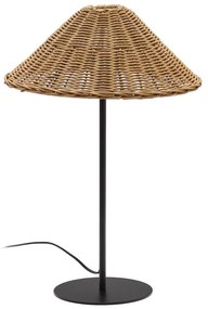 Czarno-naturalna lampa stołowa z rattanowym kloszem (wys. 50 cm) Urania – Kave Home