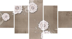 Obraz - Draperie z kwiatami (125x70 cm)